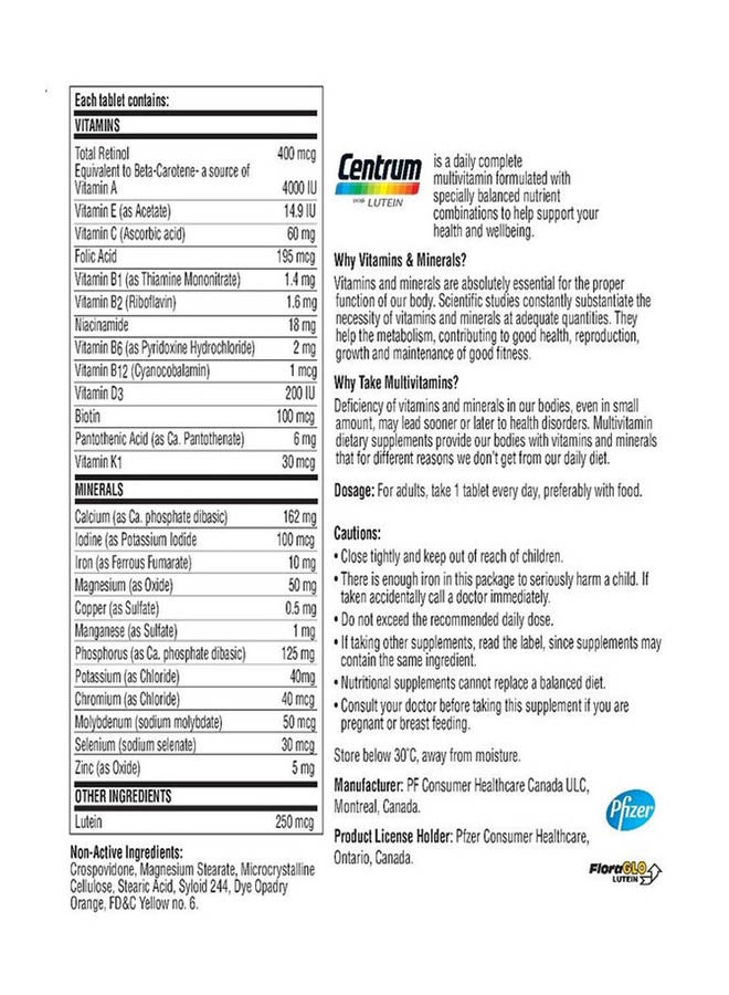 Pfizer - Centrum Complete From A To Z Supplement - 100 Tablets - Image 1