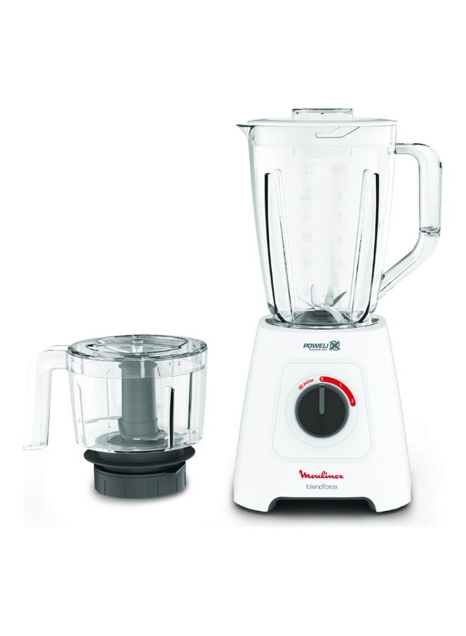 Moulinex Blender | BlendForce Blender Smoothie Maker  | Mixer |   2 attachments | Glass Jug | Grinder and chopper accessories Powelix Technology | 2 Years Warranty 2 L 600 W LM42X127 White - Image 1