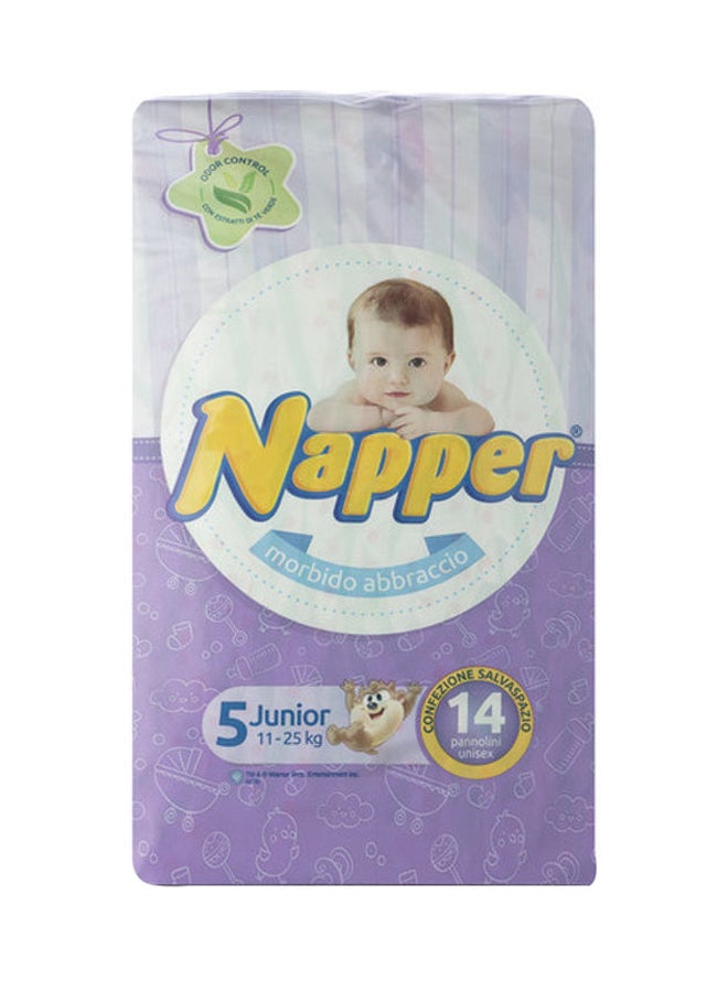 Napper - Baby Diapers, Size 5, Junior, 11-25 Kg, 14 Count - Image 1