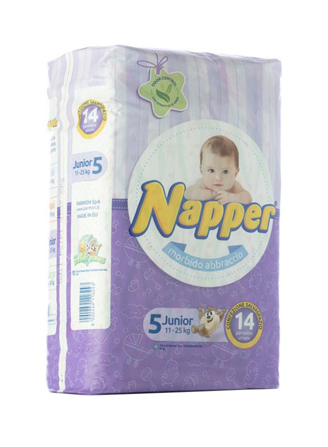 Napper - Baby Diapers, Size 5, Junior, 11-25 Kg, 14 Count - Image 1