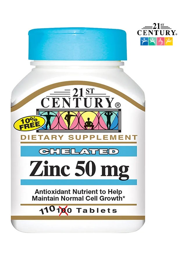 21st Century Chelated Zinc Dietary Supplement 50 mg - 110 Tablets