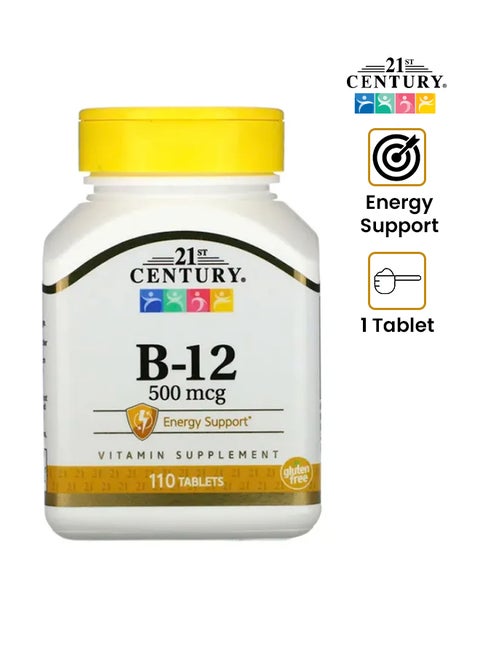 B-12 Vitamin Supplement 500 mcg - 110 Tablets