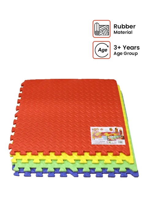 9-Piece Interlocking Colourful Reusable Floor Puzzle Eva Mat Set For Kids 61x8x1cm