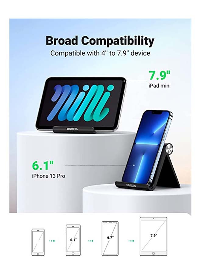 يو جرين حامل بقاعدة قابل للطي للهواتف المحمولة متوافق مع هاتف آيفون 14/ 14 بلس/ 14 برو/ 14 برو ماكس/ 13/ 13 ميني/ 13 برو/ 13 برو ماكس/ 11/ 12 برو/ برو ماكس وجالاكسي S22 وS21 وS20 وما إلى ذلك أسود - Image 4