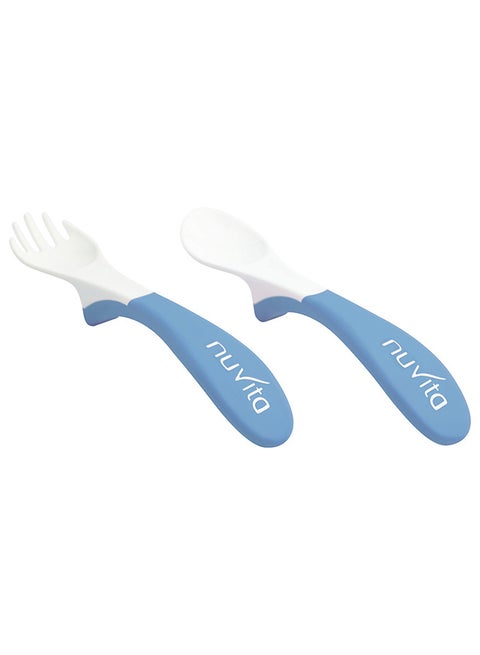 2- Piece Eating Spoon And Fork - Blue