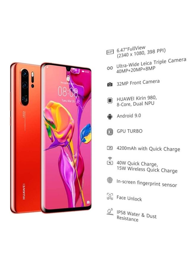 HUAWEI - P30 Pro Dual SIM Amber Sunrise 8GB RAM 512GB 4G LTE - Image 1