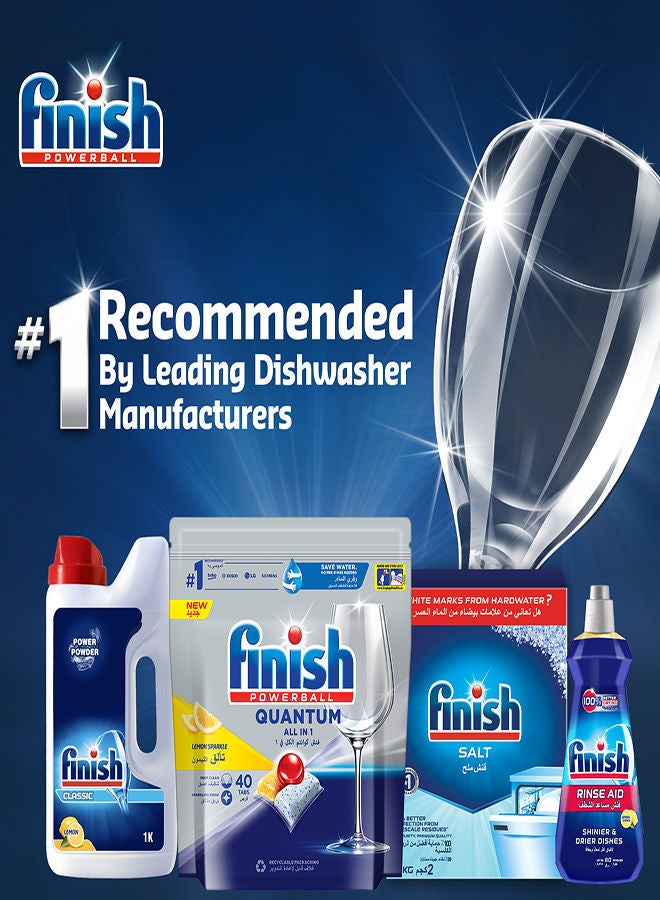 Finish - Lemon Sparkle Powerball Dishwasher Detergent All in One Max Tablets for Powerful Clean Everytime, 30 Tabs Red 16.5grams - Image 1