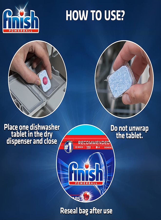 Finish - Lemon Sparkle Powerball Dishwasher Detergent All in One Max Tablets for Powerful Clean Everytime, 30 Tabs Red 16.5grams - Image 1