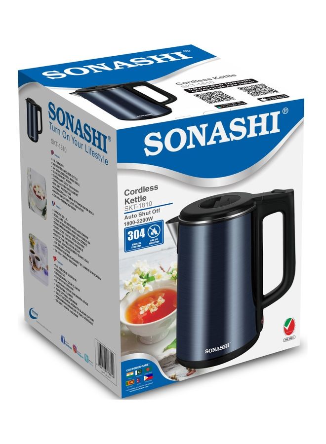 SONASHI - 1.8L Cordless Kettle - 304 Stainless Steel Kettle with 3 Layer Cool Touch Body | 360-degree Swivel Base with Auto Shutdown and Power On/Off Indicator Light Feature 1.8 L SKT-1810 Black - Image 1