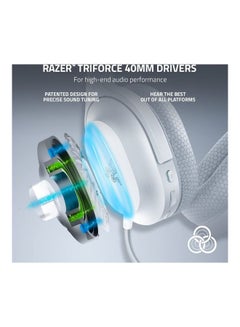 RAZER Razer Barracuda X Wireless Gaming & Mobile Headset (PC, Playstation, Switch, Android, iOS): 2022 Model - 2.4GHz Wireless + Bluetooth - Lightweight 250g - 40mm Drivers - 50 Hour Battery - White  - Image 4