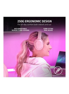 RAZER Razer Barracuda X Wireless Gaming & Mobile Headset (PC, Playstation, Switch, Android, iOS): 2022 Model - 2.4GHz Wireless + Bluetooth - Lightweight 250g - 40mm Drivers - 50 Hr Battery - Quartz Pink  - Image 3