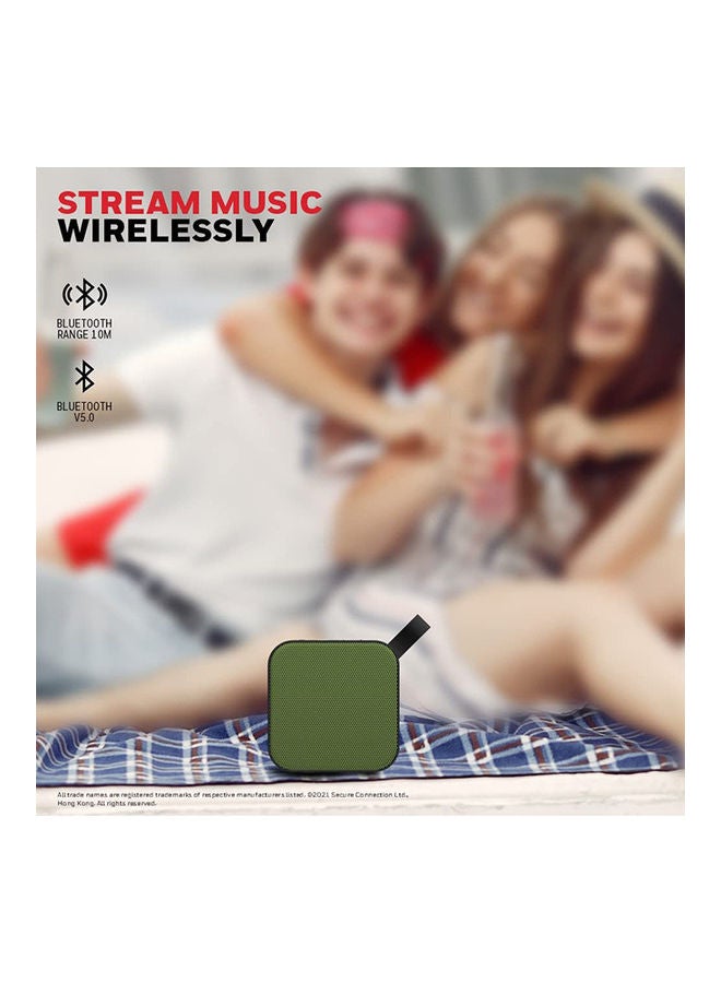 Moxie V100, Portable Speaker with Wireless Bluetooth 5.0 Connectivity, Upto 6 Hours Playtime, TWS Feature and Durable Design Olive Green