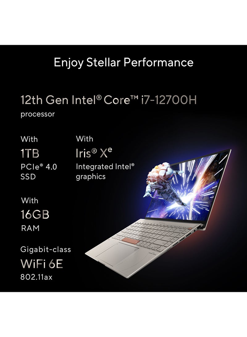 ASUS - ZenBook 14X OLED Space Edition With 14-Inch 2.8K OLED Display, Touch Screen / Core i7-12700H Processor / 16GB RAM / 1TB SSD / Intel Iris Xe Graphics / Win11 / English/Arabic Zero-G Titanium - Image 1
