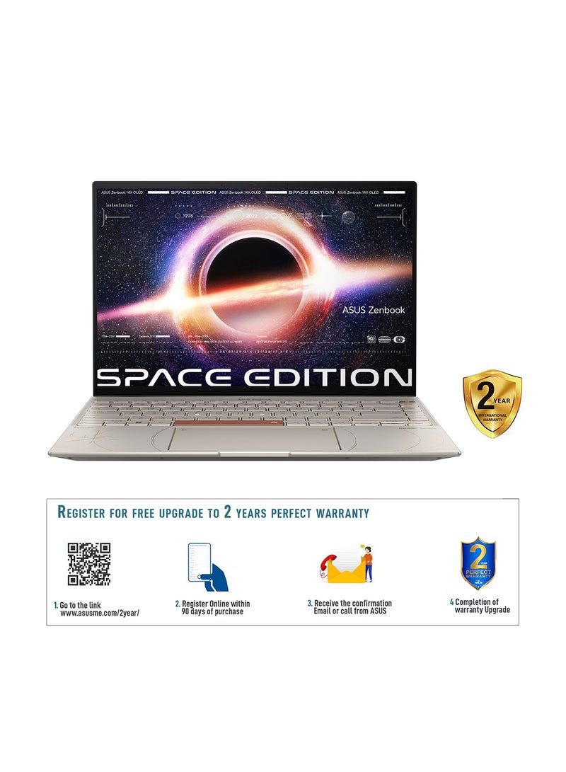 ASUS - ZenBook 14X OLED Space Edition With 14-Inch 2.8K OLED Display, Touch Screen / Core i7-12700H Processor / 16GB RAM / 1TB SSD / Intel Iris Xe Graphics / Win11 / English/Arabic Zero-G Titanium - Image 1