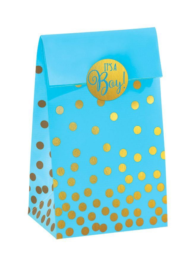 أمسكان أكياس ورقية مزخرفة باللون الأزرق مع ملصقات "إنه ولد" - Image 2