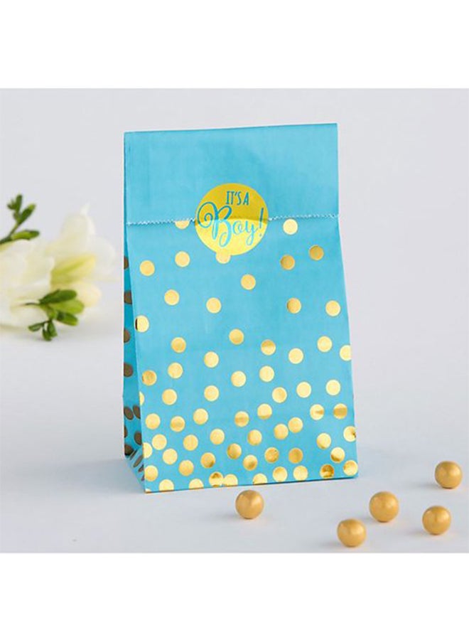 أمسكان أكياس ورقية مزخرفة باللون الأزرق مع ملصقات "إنه ولد" - Image 3