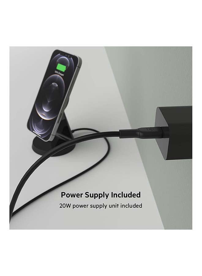 belkin - Magnetic Wireless Charger Stand (Compatible with MagSafe for iPhone 14, iPhone 13 and iPhone 12 Series and other MagSafe Enabled Devices, 20W PD power adapter included) Black - Image 1
