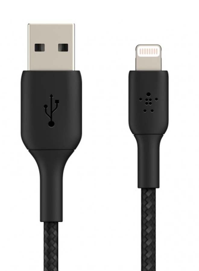 belkin Braided Lightning Cable (Boost Charge Lightning to USB Cable for iPhone, iPad, AirPods) MFi-Certified iPhone Charging Cable, Braided Lightning Cable 2m Black  - Image 1