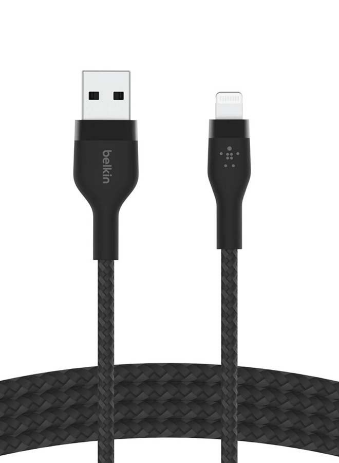 belkin Braided Silicone Boost Charge Pro Flex USB-A to Lightning Cable 1m Black - Image 1