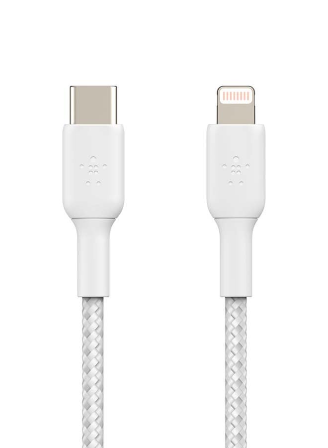 belkin Braided USB-C to Lightning Cable (iPhone Fast Charging Cable for iPhone 14, 13, 12 or earlier) Boost Charge MFi-Certified iPhone USB-C Cable 2m White  - Image 2