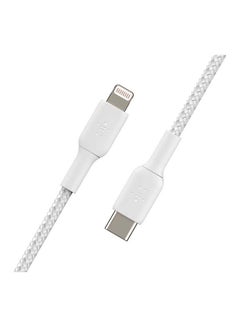 belkin Braided USB-C to Lightning Cable (iPhone Fast Charging Cable for iPhone 14, 13, 12 or earlier) Boost Charge MFi-Certified iPhone USB-C Cable 2m White  - Image 4