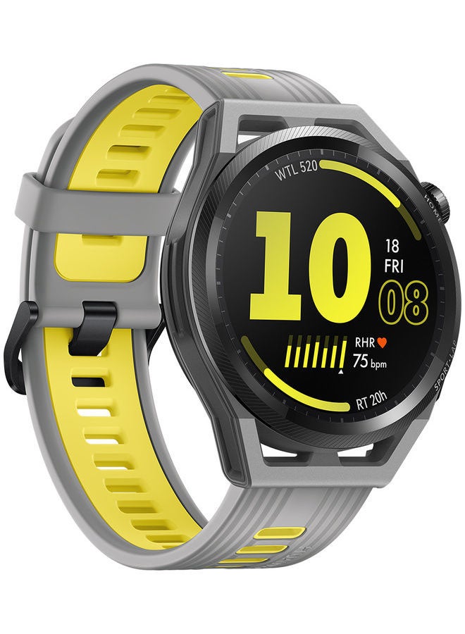 HUAWEI - GT Runner Smartwatch Durable Polymer Fiber Case Real-Time Heart Rate Monitoring, Marathon Runway-Level Locating Grey Soft Silicon Strap - Image 1