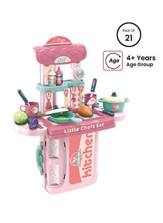 21-Piece 3 In 1 Tableware Suitcase Kitchen Pretend Play Set 26x10x22cm - v1654701304/N52074002A_8