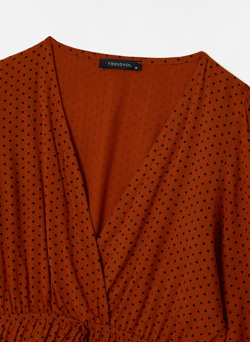 trendyol Polka Dot Pattern Long Sleeve Blouse Brick