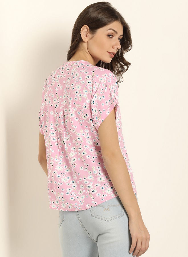 ABOF - Floral Printed Relaxed Fit Roll-Up Magyar Sleeve Shirt Multicolour - Image 1