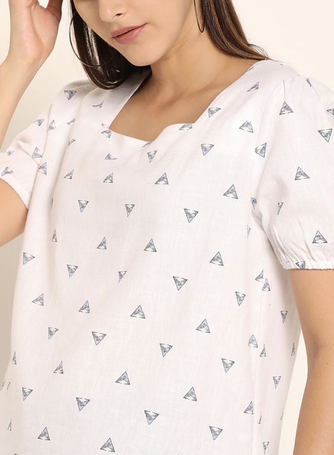 ABOF Square Neck Printed Top White  - Image 4
