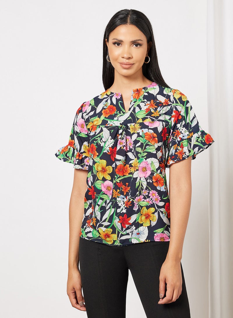 Blue Saint Floral Print Top Multicolour  - Image 1