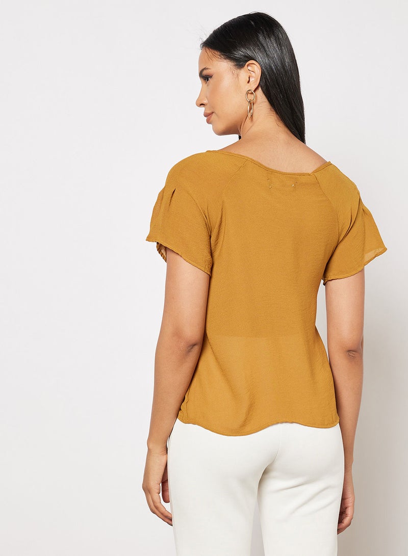 Blue Saint - V-Neck Top Brown - Image 1