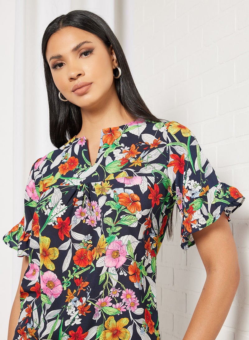 Blue Saint Floral Print Top Multicolour  - Image 3