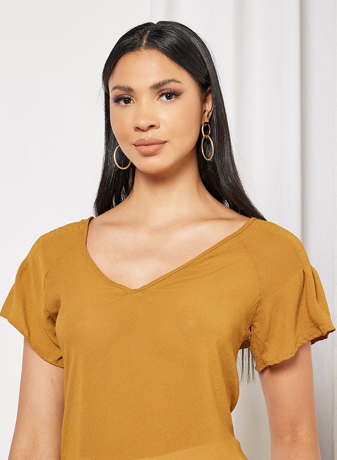 Blue Saint - V-Neck Top Brown - Image 1