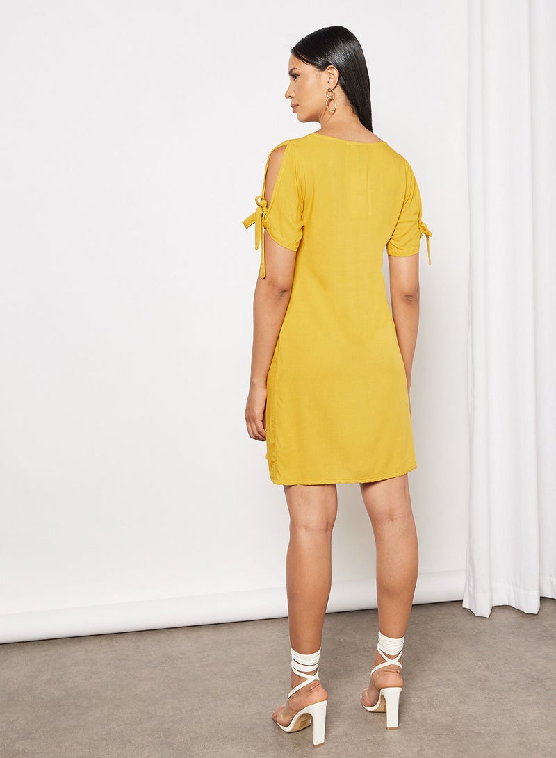 Blue Saint Tie Sleeve Dress Yellow  - Image 2