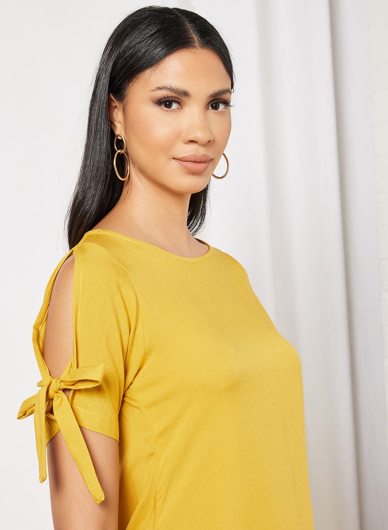 Blue Saint Tie Sleeve Dress Yellow  - Image 3