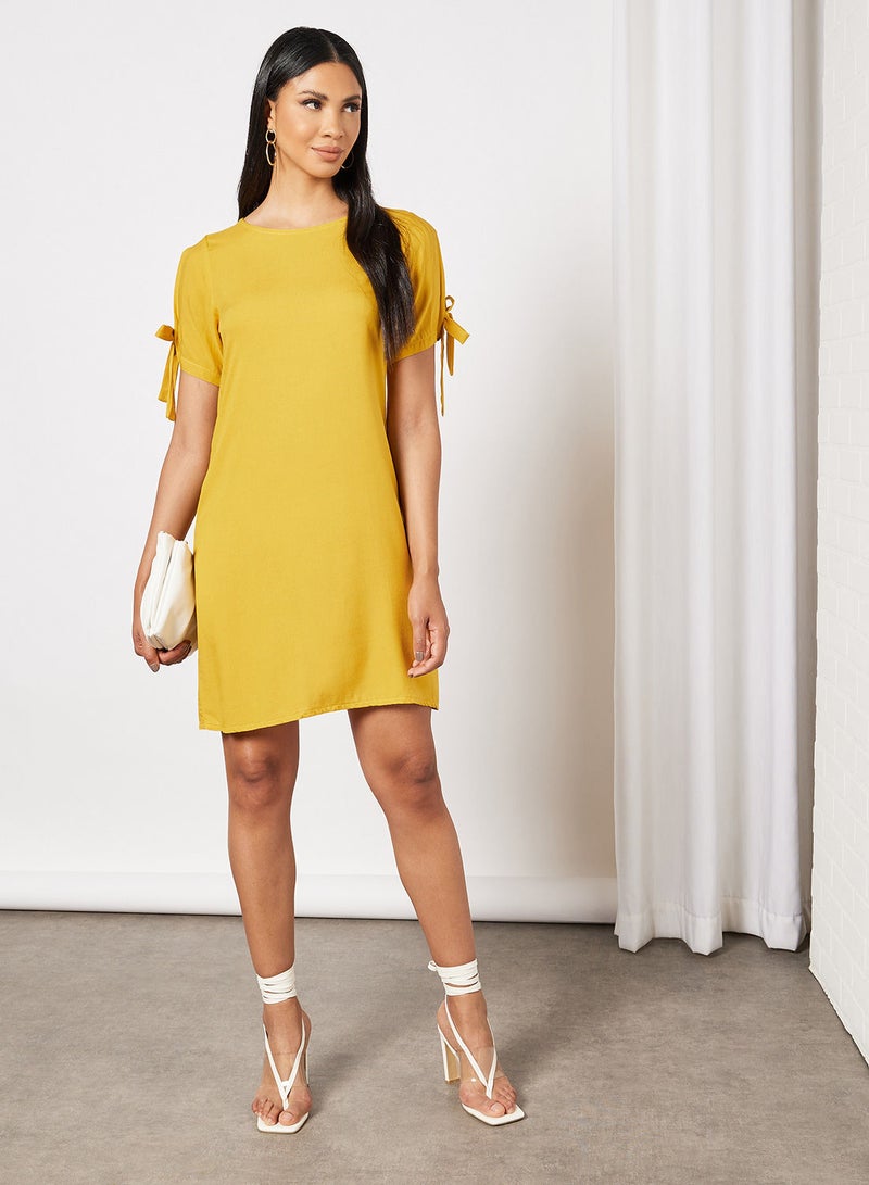 Blue Saint Tie Sleeve Dress Yellow  - Image 4
