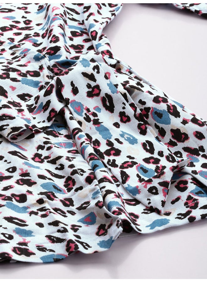 All Over Printed V-Neck Self-Tie Strings Wrap Top Multicolour