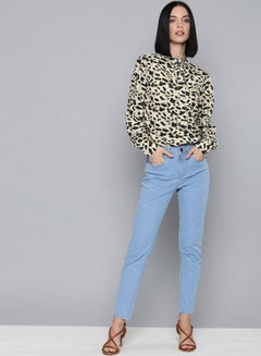 HERE&NOW All-Over Animal Print Tie-Up Neck Straps Long Sleeve Top Multicolour  - Image 4