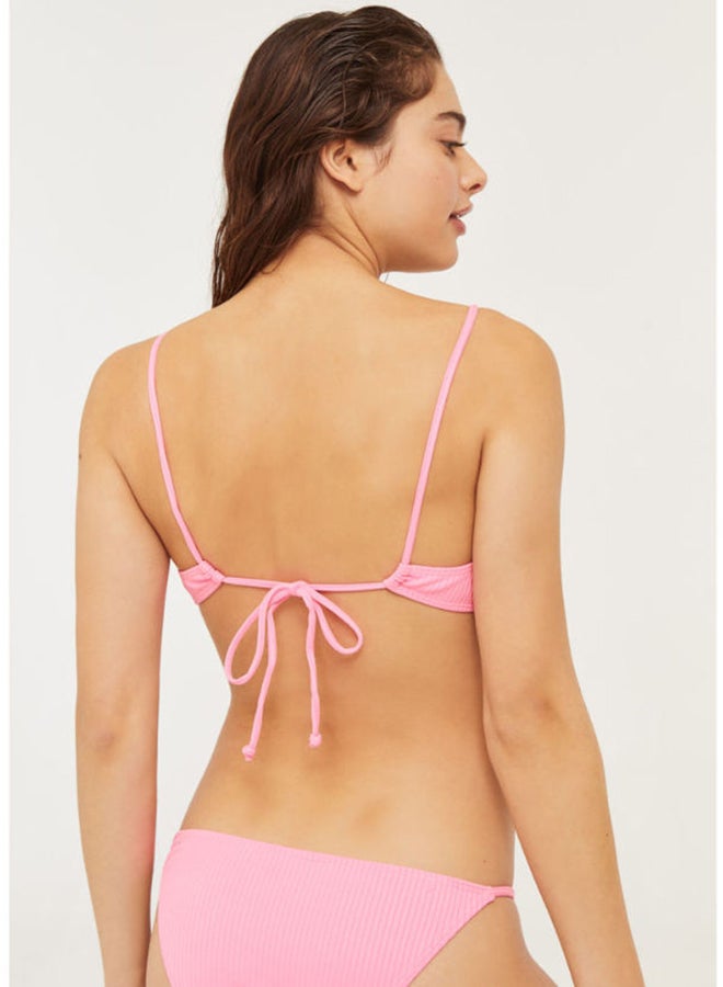 Ardene - Elegant Polyester Blend Ribbed Plain Swimsuit Top Pink - Image 1