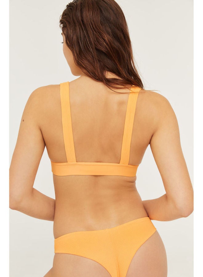 Stylish Polyester Blend Plain Ribbed Swim Bottom Orange
