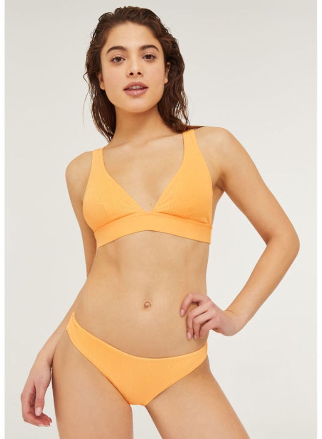 Stylish Polyester Blend Plain Ribbed Swim Bottom Orange