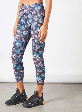 Women's Mid Rise Sports Training Workout Stretch Leggings With Elastic Waist And All Over Print Multicolour - v1654755165/N45428588V_1