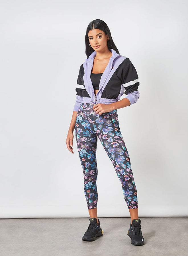 Athletiq - Women's Mid Rise Sports Training Workout Stretch Leggings With Elastic Waist And All Over Print Multicolour - Image 1