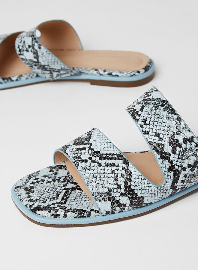 Geoomnii - Lissy Animal Print Flat Sandals Blue/Black - Image 1