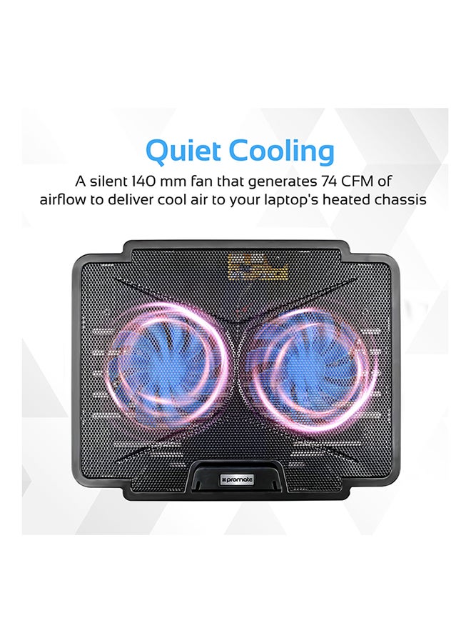 PROMATE Universal High-Performance Laptop Dual USB 2 Wired Cooling Pad Black  - Image 3