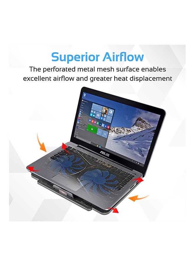 PROMATE Universal High-Performance Laptop Dual USB 2 Wired Cooling Pad Black  - Image 4