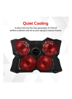 Gaming Laptop Wired Cooling Pad, Ergonomic High-Speed Laptop Cooling Pad with 4 Silent Cooling Fan, Dual USB Port, Adjustable Height, LED Speed Display, Cable Organizer and Ani-Slip Grip for Laptops up to 17 Inch - v1654758234/N13167500A_3