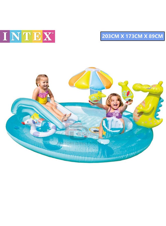 INTEX Unique Design Dinosaur Water Slide Play Center Inflatable Swimming Pool 203x173x89cm - Image 4