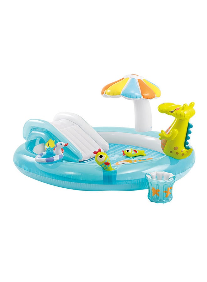 INTEX Unique Design Dinosaur Water Slide Play Center Inflatable Swimming Pool 203x173x89cm - Image 1